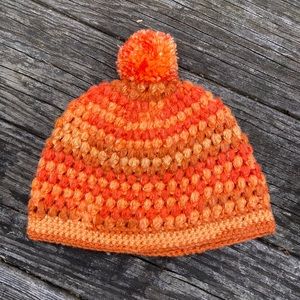 Hand made- Multicolor orange Puff Stitch Hat
